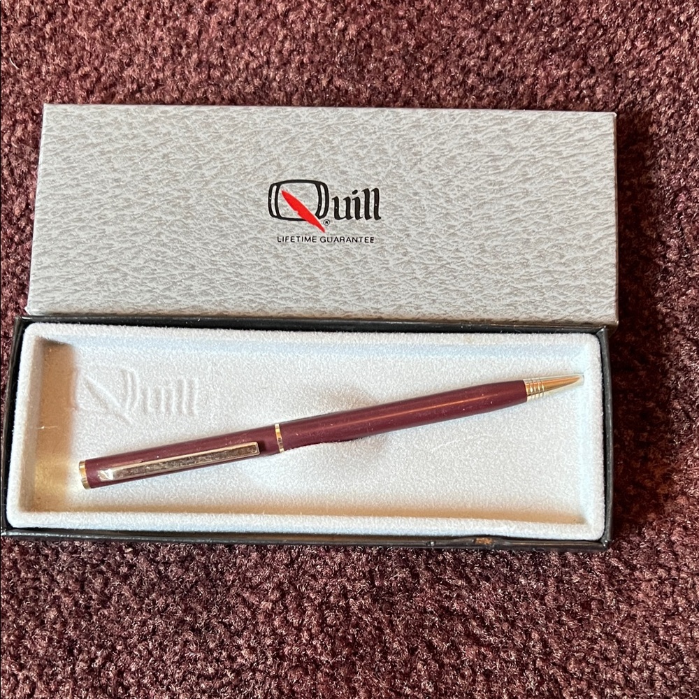 Quill Burgundy Pen with Gold Accents